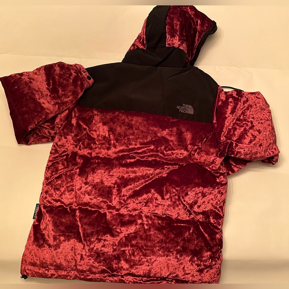 The North Face Nuptse Velvet Series Royal Pink Puffer Coat jacket NEW - Picture 2 of 8